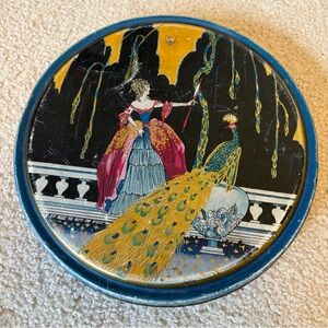 Canco Vintage Decorative Tin with Peacock Design - 1920’s/30’s Art Deco
